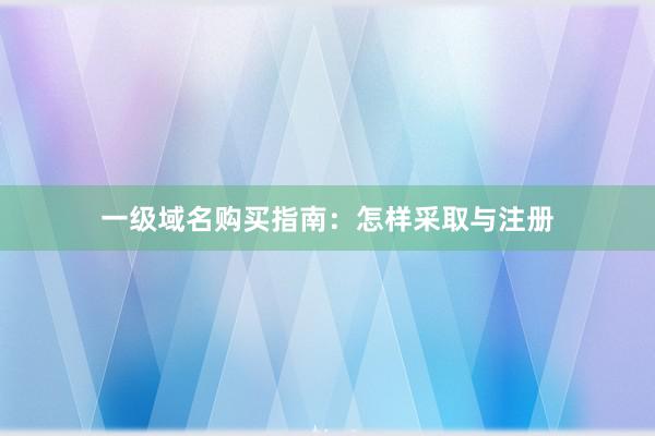 一级域名购买指南：怎样采取与注册